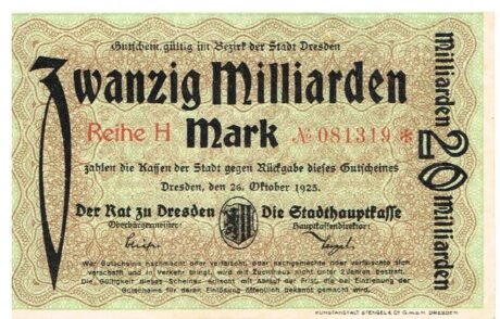 Аверс банкноты 20000000000 marek (Niemcy) 1923