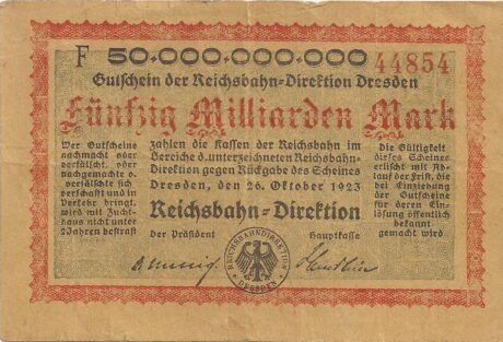 Аверс банкноты 50000000000 marks Reichsbahndirektion (Germany) 1923
