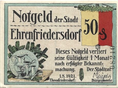 Аверс банкноты 50 fenigów (Niemcy) 1921