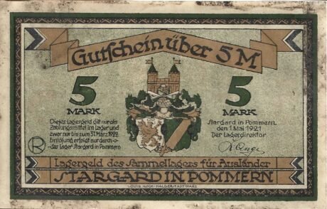 Аверс банкноты 5 marek Sammellager für Ausländer (Niemcy) 1921