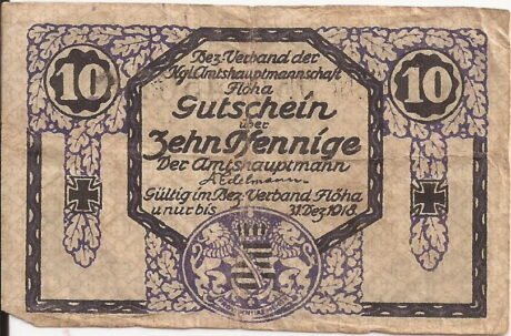 Аверс банкноты 10 fenigów (Niemcy)