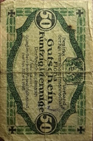 Аверс банкноты 50 fenigów (Niemcy) 1917