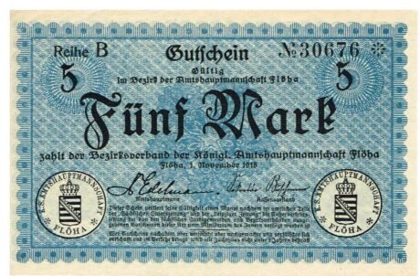 Аверс банкноты 5 marek (Niemcy) 1918