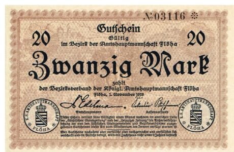 Аверс банкноты 20 marek (Niemcy) 1918