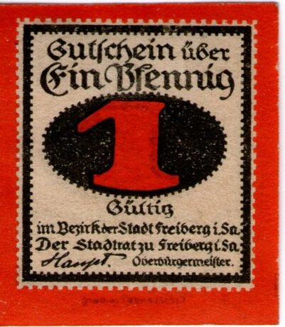 Аверс банкноты 1 fenig (Niemcy) 1920