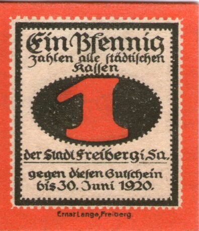 Реверс банкноты 1 fenig (Niemcy) 1920