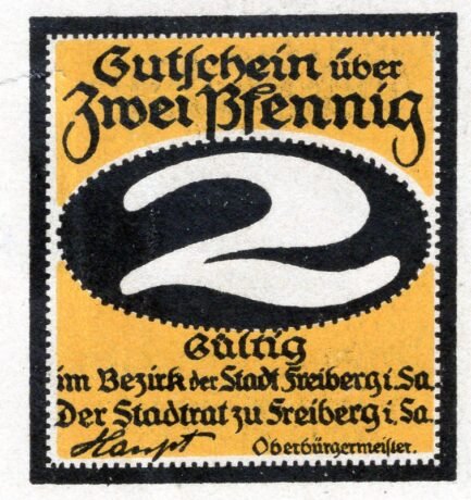 Аверс банкноты 2 fenigi (Niemcy) 1920