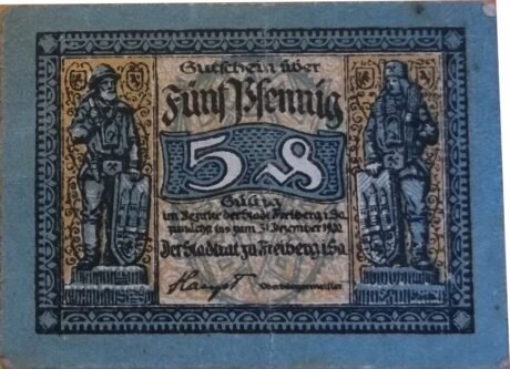 Аверс банкноты 5 fenigów (Niemcy) 1922