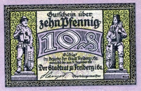 Аверс банкноты 10 fenigów (Niemcy) 1918