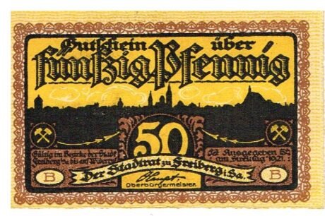 Аверс банкноты 50 fenigów (Niemcy) 1921