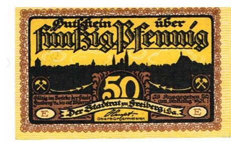 Аверс банкноты 50 fenigów (Niemcy) 1921
