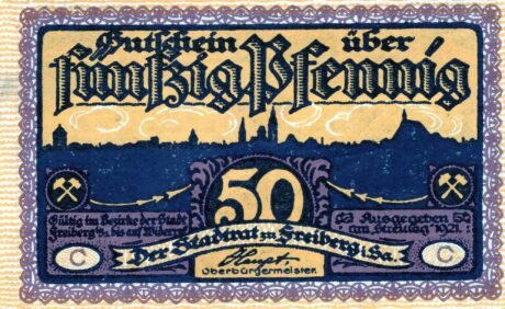Аверс банкноты 50 fenigów (Niemcy) 1921