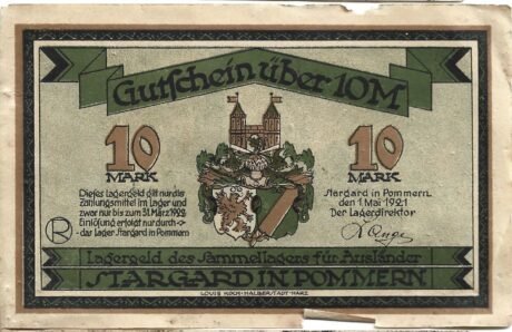 Аверс банкноты 10 marek Sammellager für Ausländer (Niemcy) 1921