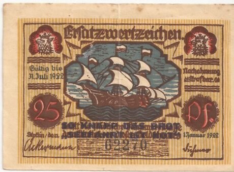Аверс банкноты 25 fenigów (Niemcy) 1922