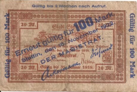 Аверс банкноты 100 marek (Niemcy) 1922