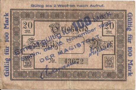 Реверс банкноты 100 marek (Niemcy) 1922