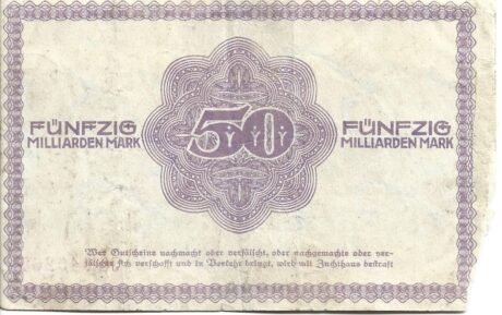 Реверс банкноты 50000000000 marek (Niemcy) 1923