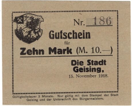 Аверс банкноты 10 marek (Niemcy) 1918