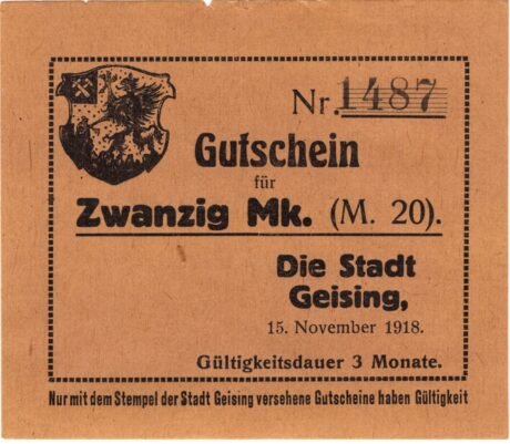 Аверс банкноты 20 marek (Niemcy) 1918