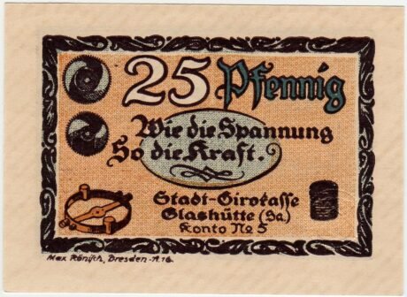 Реверс банкноты 25 fenigów (Niemcy) 1921