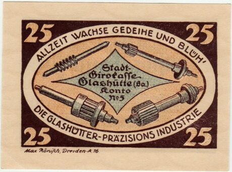 Реверс банкноты 25 fenigów (Niemcy) 1921