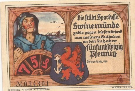 Аверс банкноты 75 пфеннигов (Германия) 1921 года