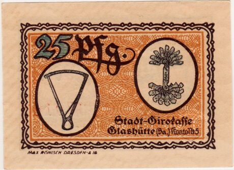 Реверс банкноты 25 fenigów (Niemcy) 1921