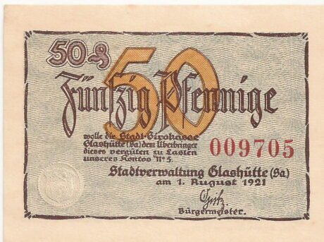 Аверс банкноты 50 fenigów (Niemcy) 1921
