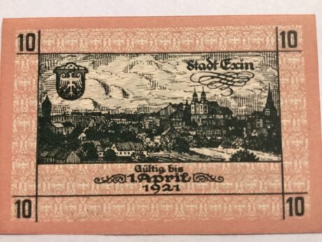 Реверс банкноты 10 fenigów Exin (Niemcy) 1918