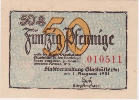Аверс банкноты 50 fenigów (Niemcy) 1921