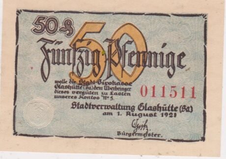 Аверс банкноты 50 fenigów (Niemcy) 1921