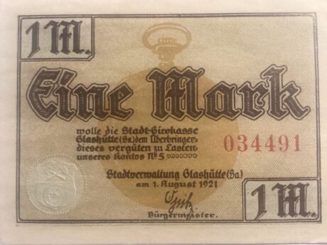 Аверс банкноты 1 marka (Niemcy) 1921