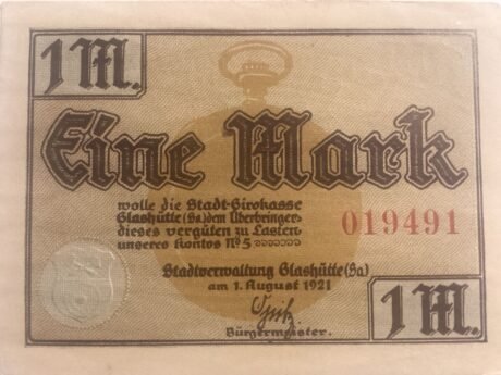 Аверс банкноты 1 marka (Niemcy) 1921