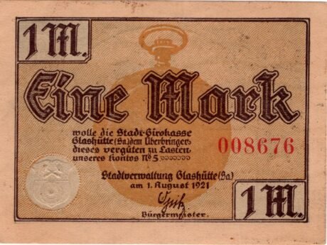 Аверс банкноты 1 marka (Niemcy) 1921