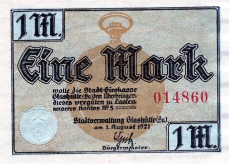 Аверс банкноты 1 marka (Niemcy) 1921