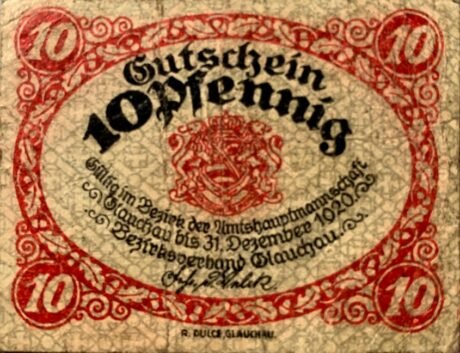 Аверс банкноты 10 fenigów (Niemcy) 1920