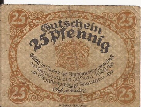 Аверс банкноты 25 fenigów (Niemcy) 1919