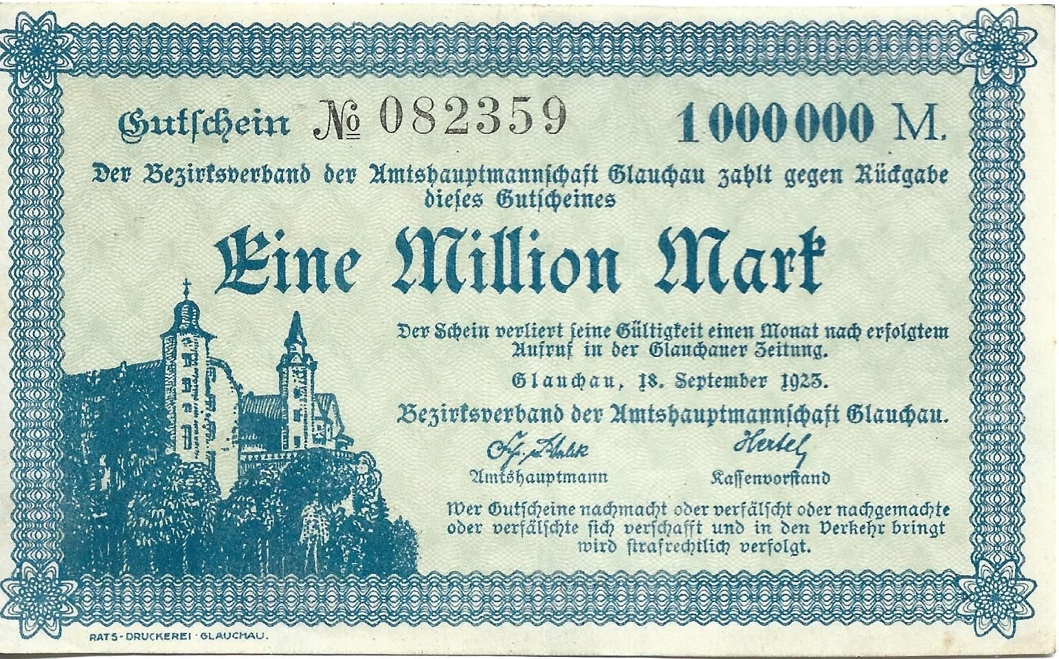 Аверс банкноты 1000000 марок (Германия) 1923 года