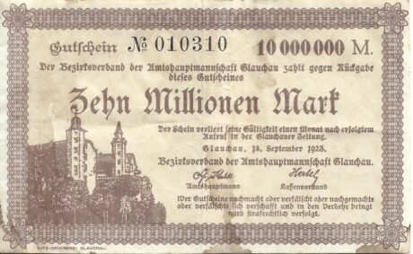 Аверс банкноты 10000000 marek (Niemcy) 1923