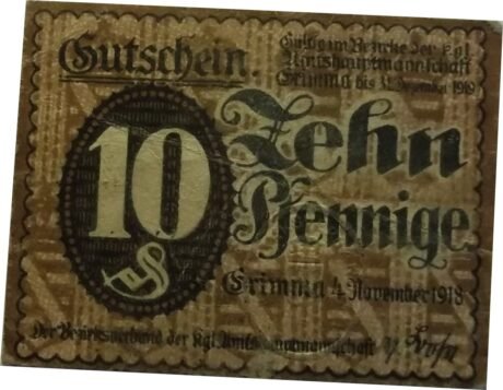 Аверс банкноты 10 fenigów (Niemcy) 1918