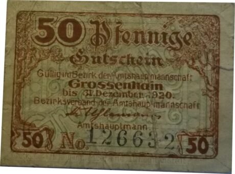 Аверс банкноты 50 fenigów (Niemcy) 1920