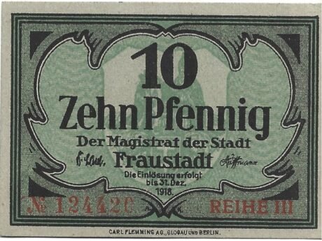 Аверс банкноты 10 пфеннигов (Германия)