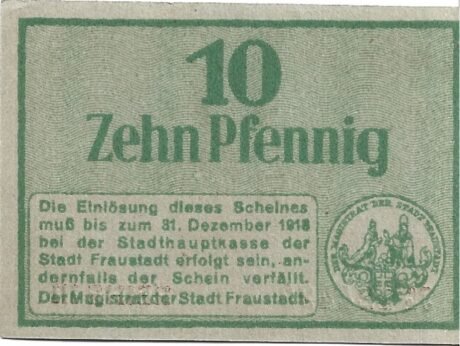 Реверс банкноты 10 пфеннигов (Германия)