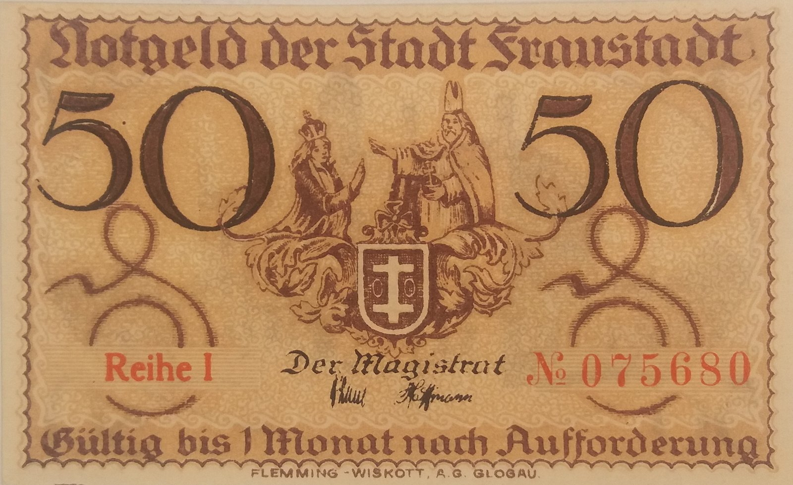 Аверс банкноты 50 пфеннигов (Германия)