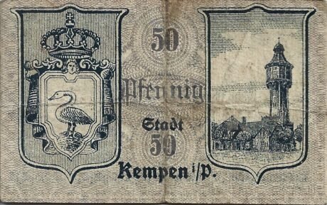Реверс банкноты 50 fenigów (Niemcy) 1918