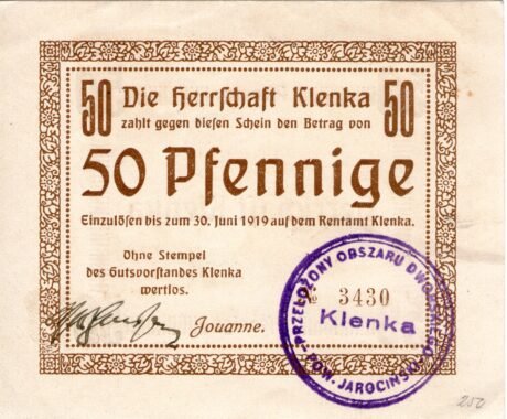 Аверс банкноты 50 fenigów (Niemcy) 1919