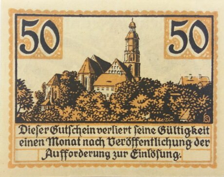 Реверс банкноты 50 fenigów (Niemcy) 1921