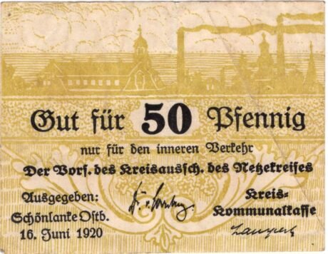Аверс банкноты 50 fenigów (Niemcy) 1920