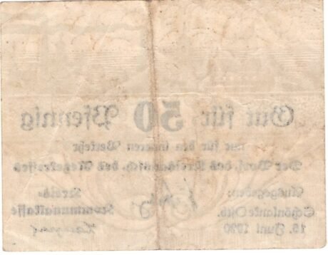 Реверс банкноты 50 fenigów (Niemcy) 1920