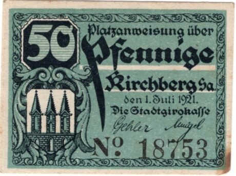 Аверс банкноты 50 fenigów (Niemcy) 1921